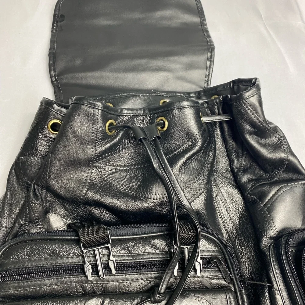 Black Faux Leather Backpack - Classic Everyday Carry